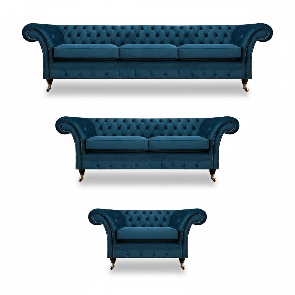 Designer Chesterfield Sofagarnitur Sofas Couch Polster Set Wohnzimmer 3+2+1