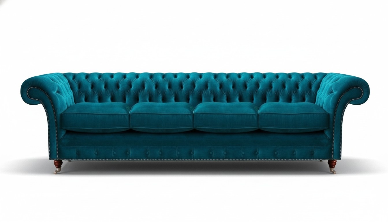 Designer Chesterfield Viersitzer Luxuriöse Wohnzimmer Couch Edle Möbel