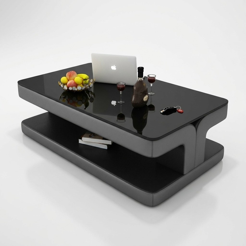 Designer Couchtisch Polster Tisch Leder Glas Moderner Tische Glas