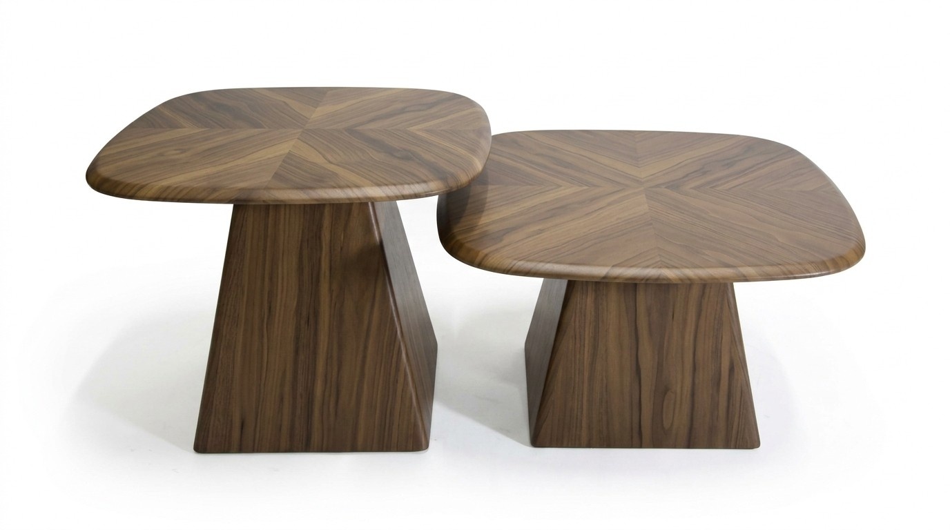 Designer Couchtisch Set  2-teilig, Holz stilvolle Möbel für modernes Wohnzimmer