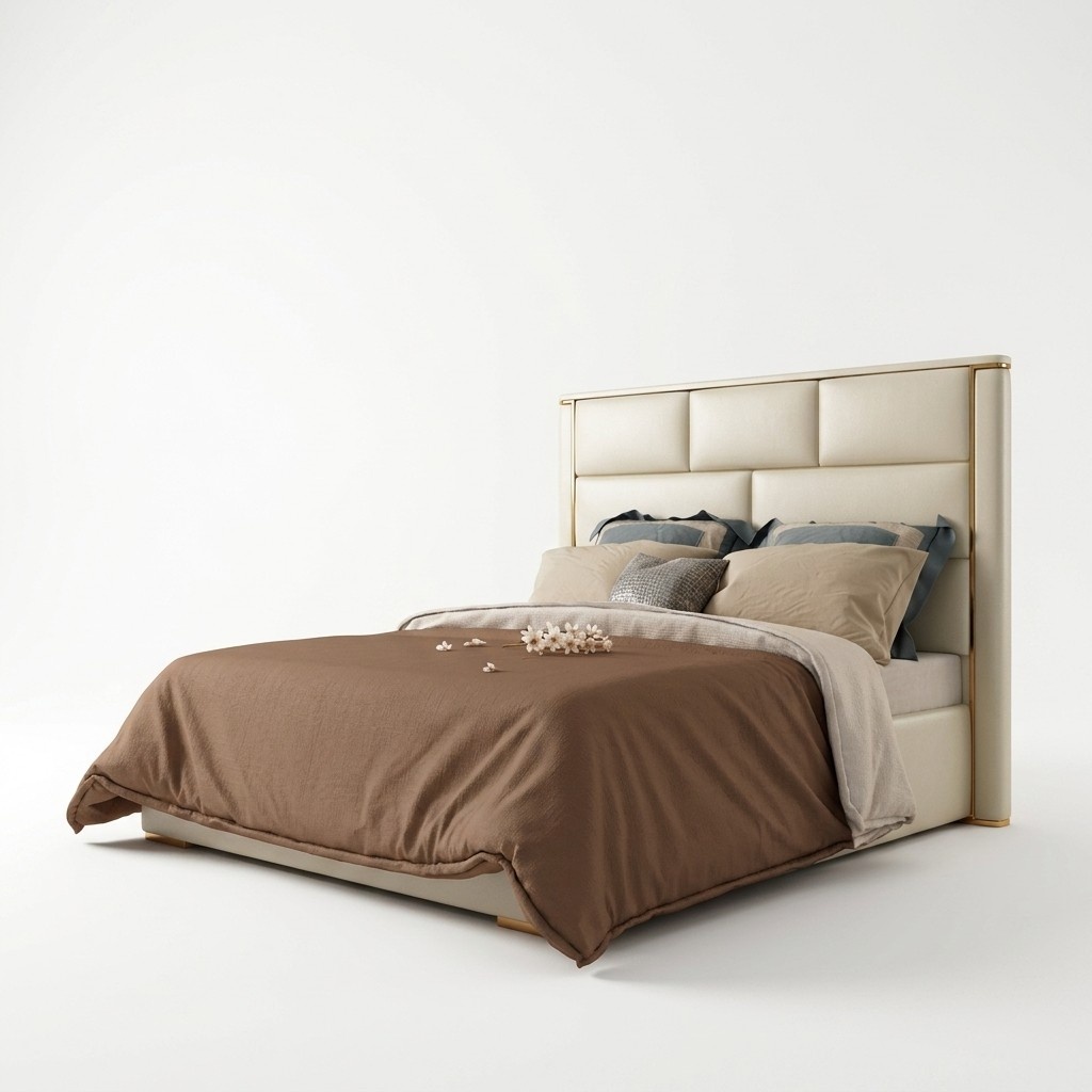 Designer Doppel Bett Hotel Luxus Schlafzimmer 180x200cm Leder Metall Betten