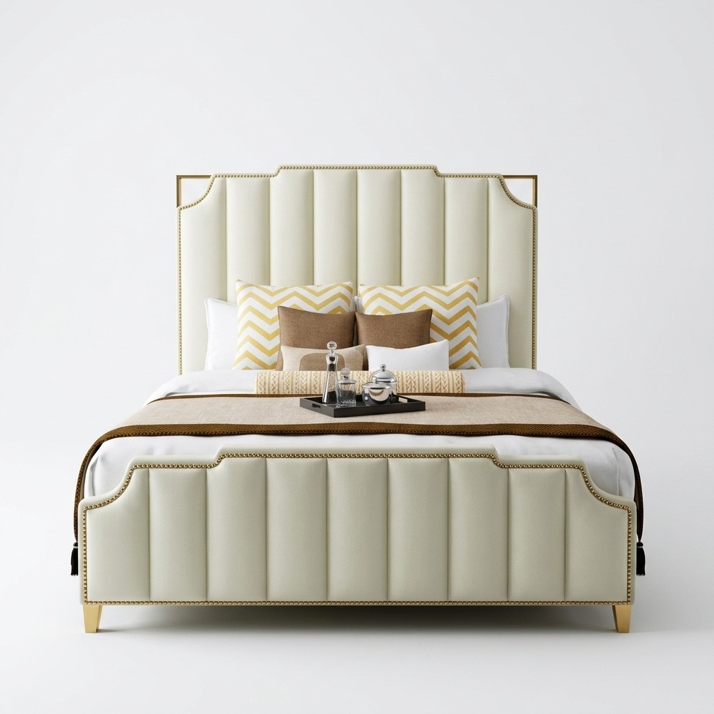 Designer Doppelbett Bett Hotel Luxus Schlafzimmer 180x200cm Leder Metall Betten