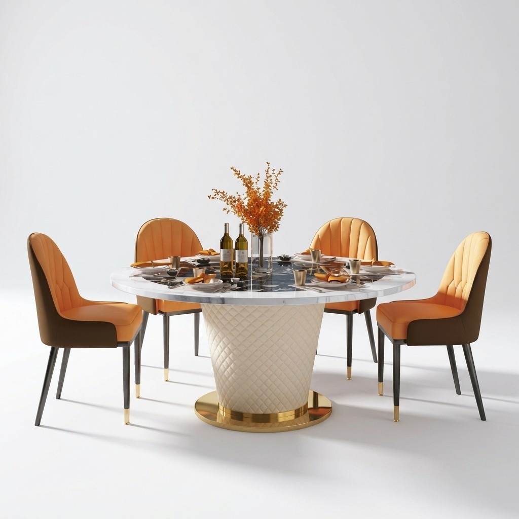 Designer Ess Zimmer Stuhl Set Tische Sessel 4x Stühle Tisch Garnitur Gruppe Neu