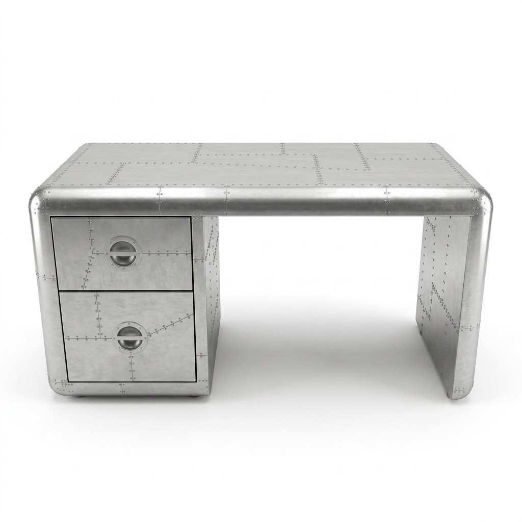 Designer Flieger Schreibtisch Aluminiumverkleidung vernietet Tisch