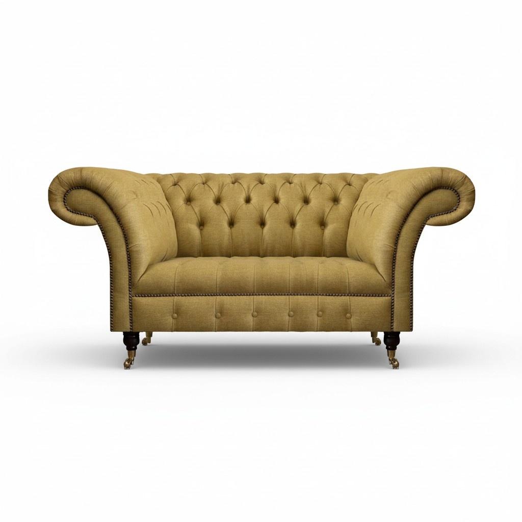 Designer Gelber Chesterfield Zweisitzer Wohnzimmer Sitzcouchen Möbel