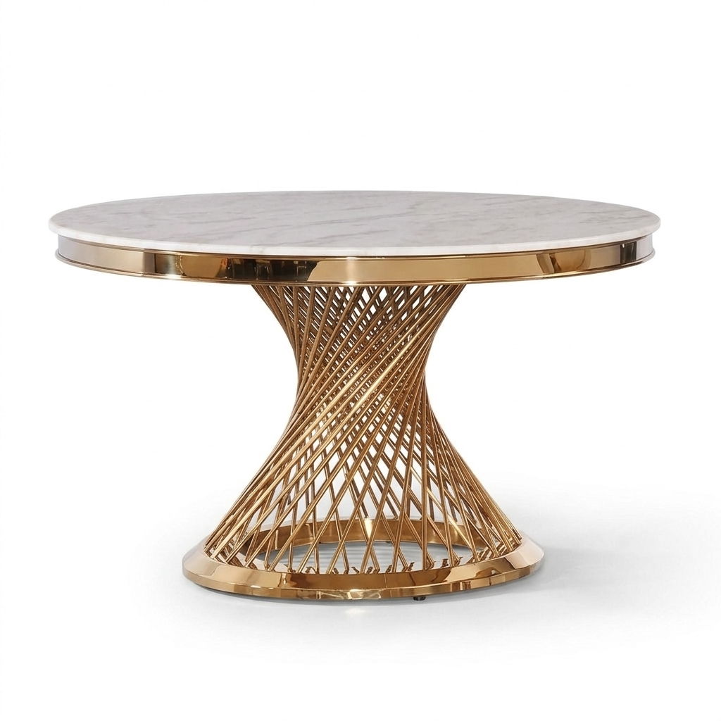 Designer Goldener Rundtisch Edelstahl Tische Stilvolle Esszimmer Möbel