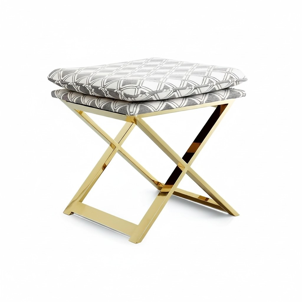 Designer Hocker Polsterhocker Fuß Ablage Möbel Wohnen Sitzbänke Sitz