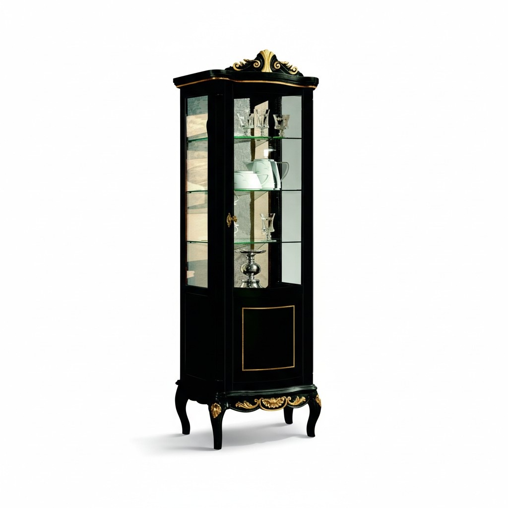 Designer Italienische Schicke Holz Möbel Barock Stil Luxus Schrank Vitrine Wohnzimmer