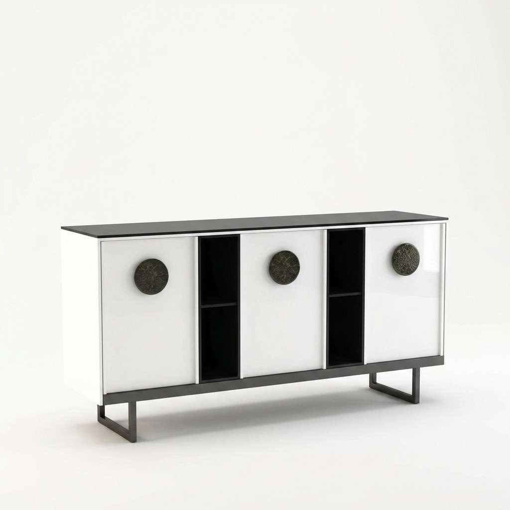 Designer Kommode Anrichte Schrank Regal Metall Luxus Wohn Zimmer Holz Kommoden