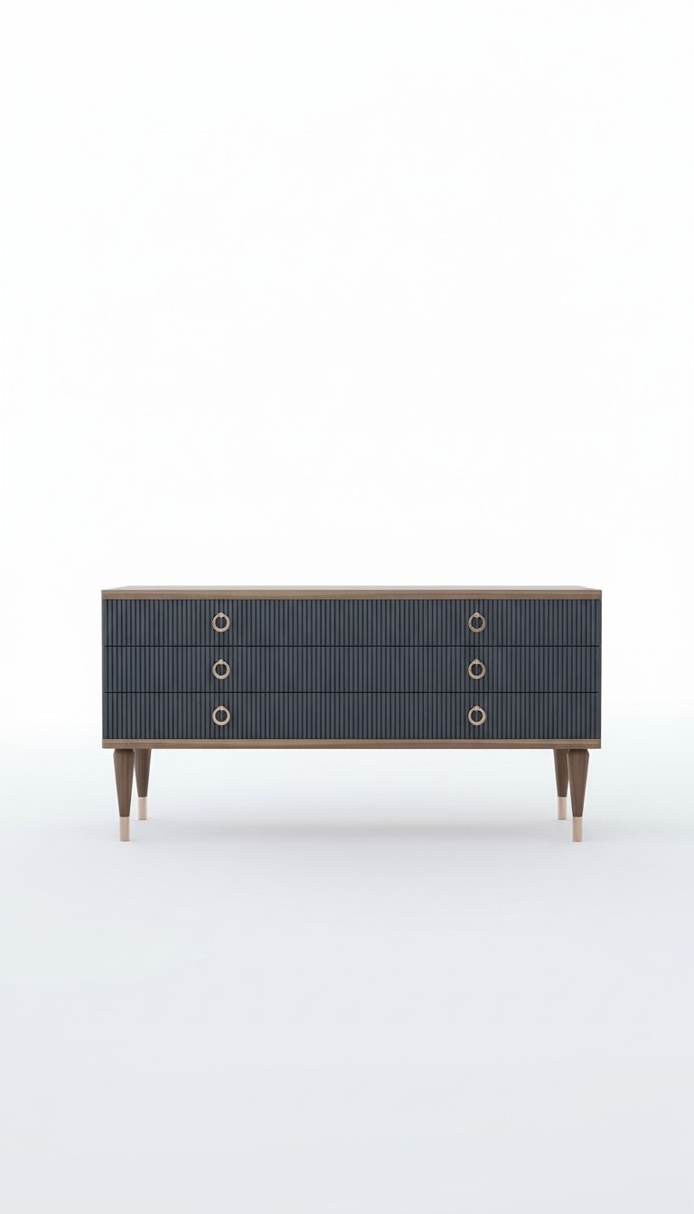 Designer Kommode Mit Schubladen Natural Walnut- Matt Anthracite