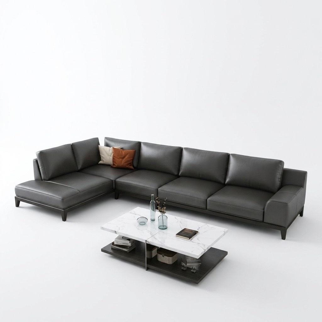 Designer Ledersofa Ecksofa Polster Eck Couch Sitz Eck L Form Garnitur Sofa Neu