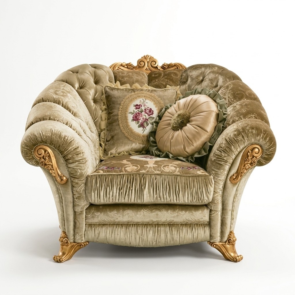 Designer Lehn Stuhl Polster Sofa Sitzer Barock Rokoko Wohnzimmer Sessel Lounge