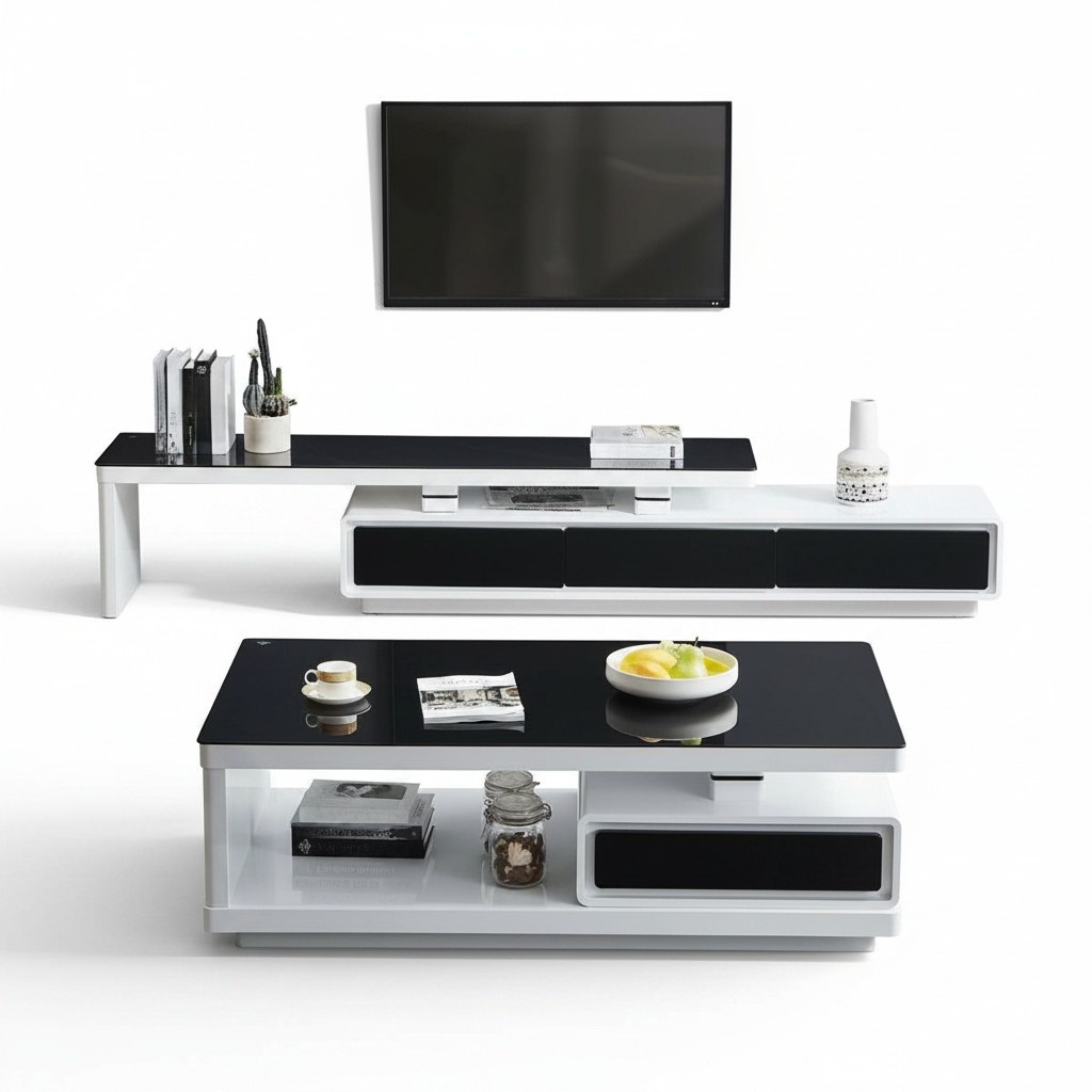 Designer Moderner Sideboard Schwarz-weiße Kommode TV-Ständen Luxus