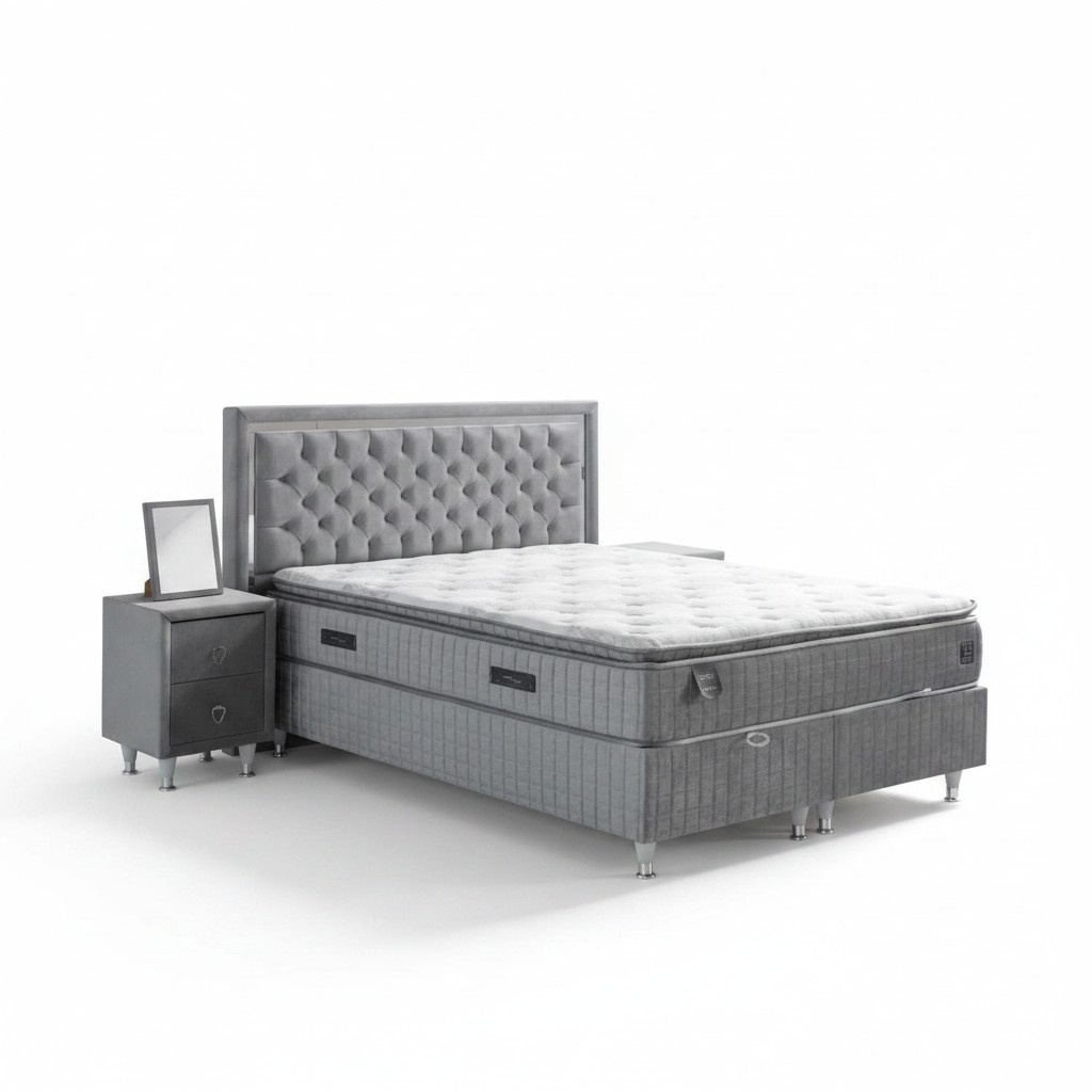 Designer Schlafzimmer Möbel Doppelbett 2x Holz Nachttische 3tlg Set Neu