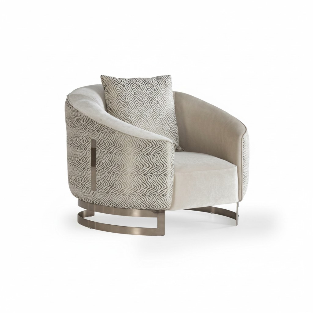 Designer Sessel Polstersessel Stuhl Mit Kissen Beige Gold Edelstahl Luxus