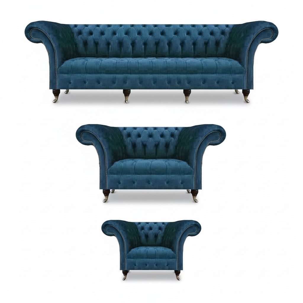 Designer Set 3tlg Modern 2x Sofas Garnitur Sessel Modern Sitzmöbel Chesterfield