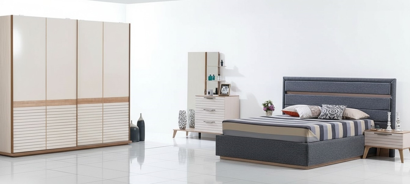 Designer Set 5tlg Schlafzimmer Holzmöbel Modern Bett Luxus Einrichtung