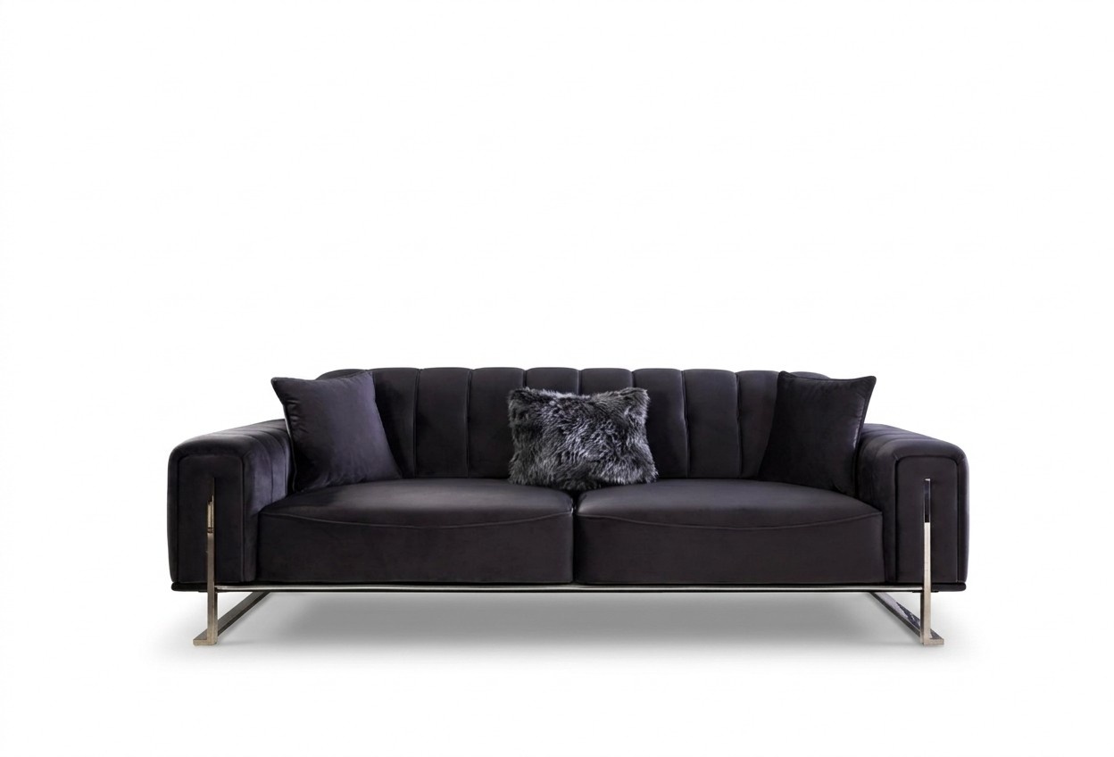 Designer Sofa 3 Sitzer Modern Möbel Schwarz 240cm Big xxl Wohnzimmer