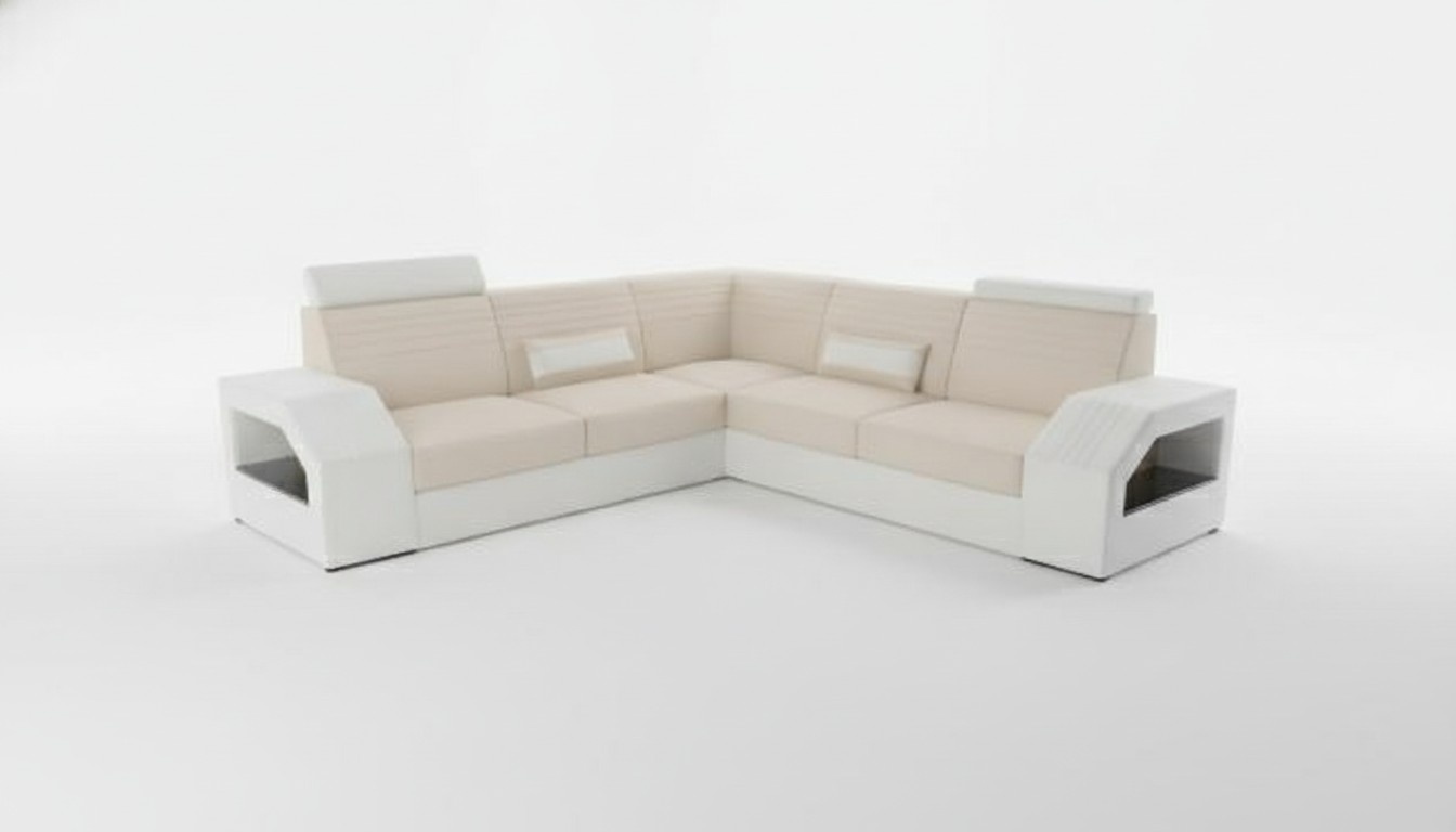 Textil Polster Garnitur Wohnlandschaft L Form Designer Sofa Couch Ecksofa Leder