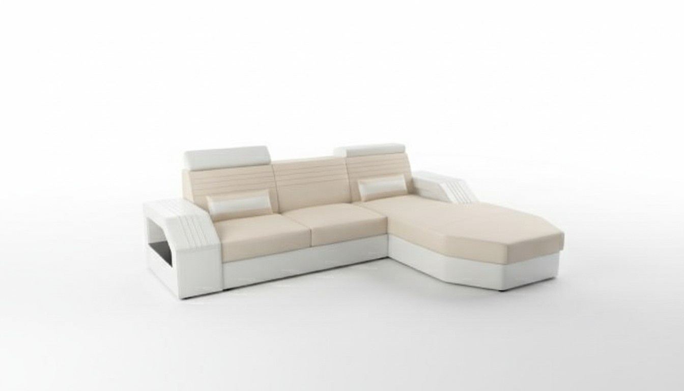 Designer Leder Stoff Textil Polster Garnitur Wohnlandschaft Sofa Couch Ecksofa