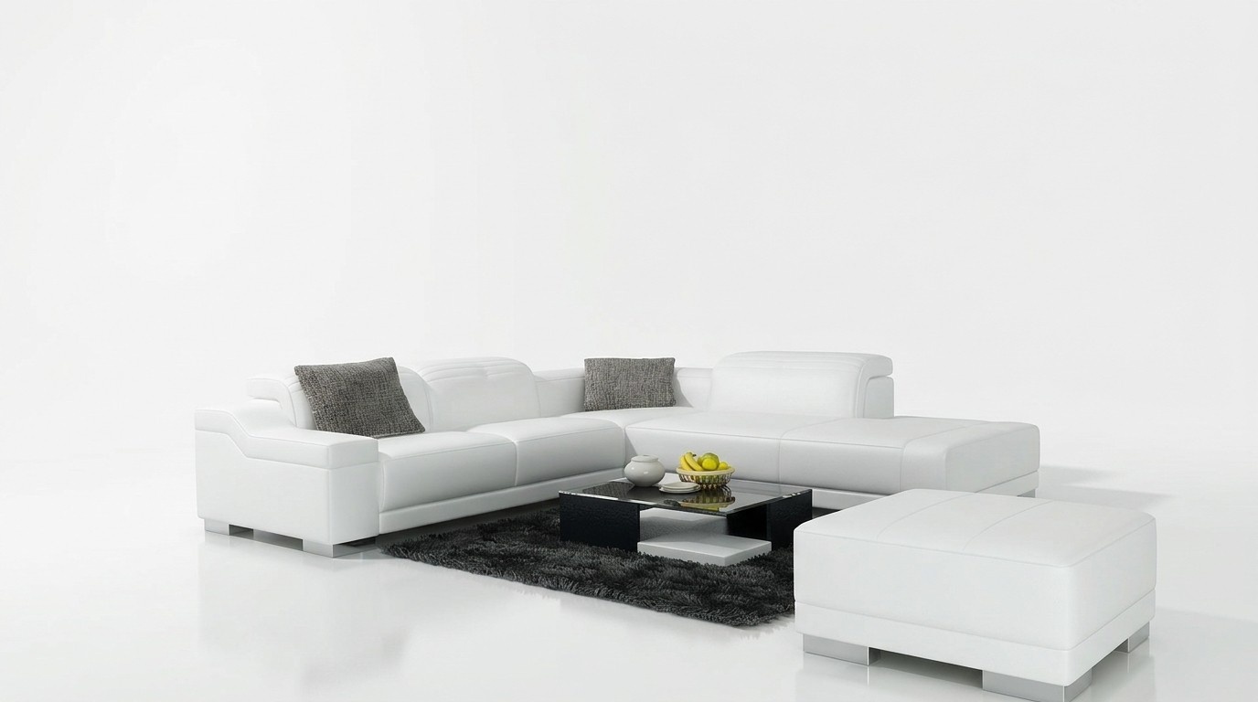 Designer Sofa Couch Ecksofa mit Hocker Polster Garnitur Wohnlandschaft L-Form