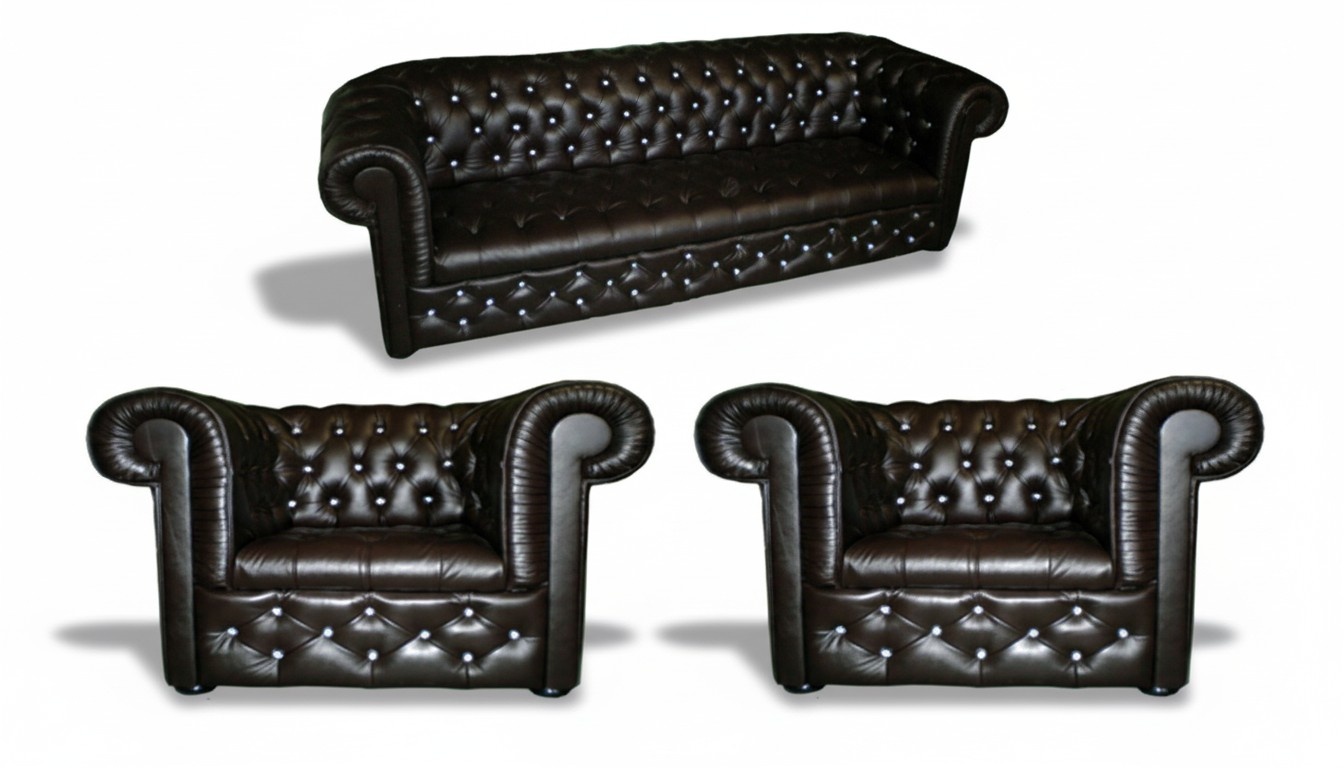 Designer Sofa Sofagarnitur 3+1+1 Sitzer Couch Polster Chesterfield Garnitur NAPO