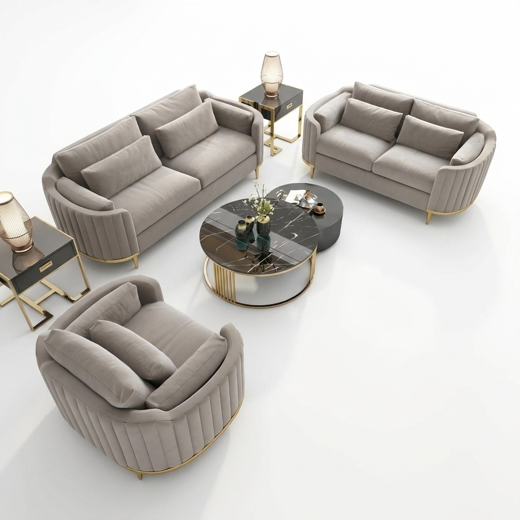 Sofagarnitur Designer 3+2+1 Sitzer Sofa Couch Stoff Garnitur Polster Set Modern