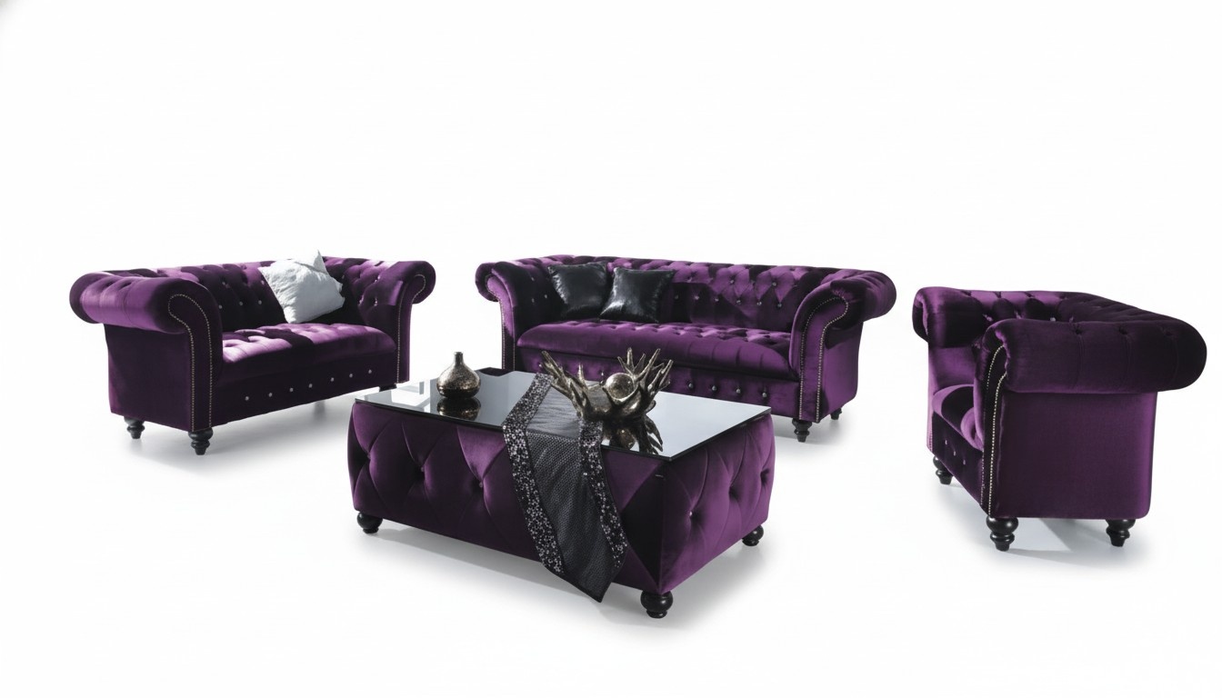 designer Sofagarnitur 3+2+1 Textil Sofa Couch Chesterfield Polster Garnitur Neu