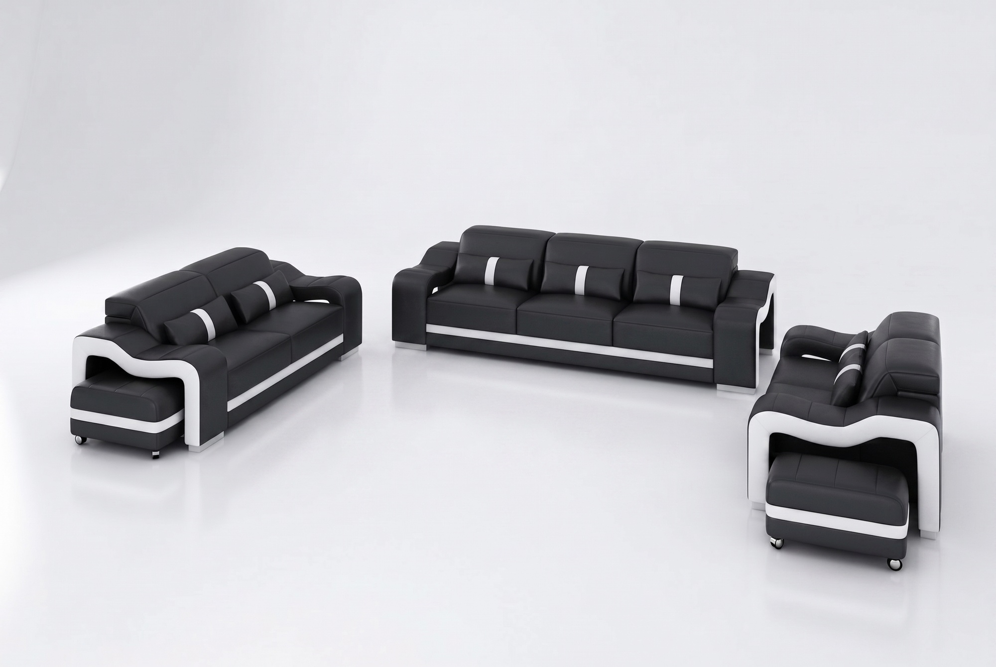 Designer Sofagarnitur 322 Sitzer Sofa Couch Leder Garnitur Polster Set Modern