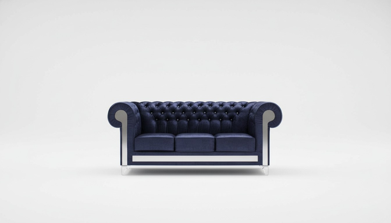 Designer Sofagarnitur Glaselemente Chesterfield Polster Sofa Couch Textil