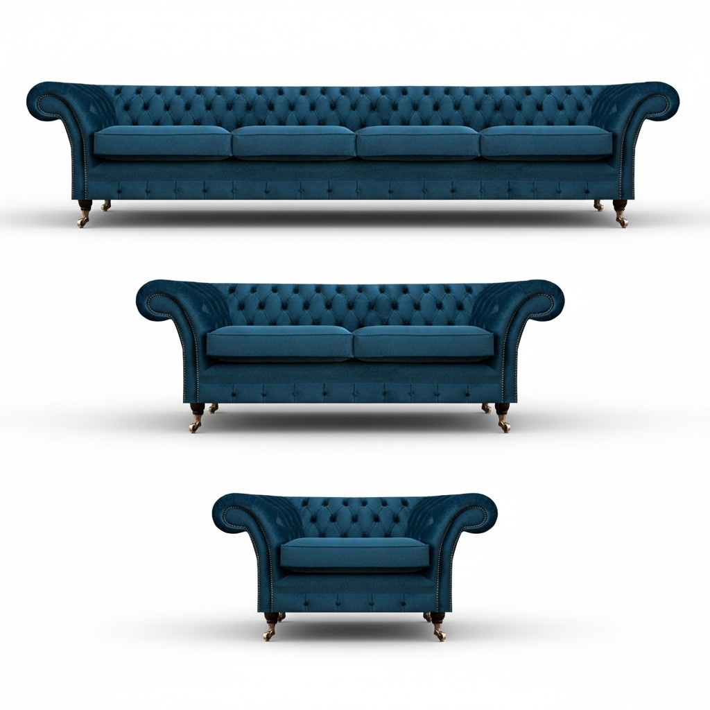 Designer Sofas Set Chesterfield Wohnzimmer Sofagarnitur Couch Polstermöbel 4+2+1