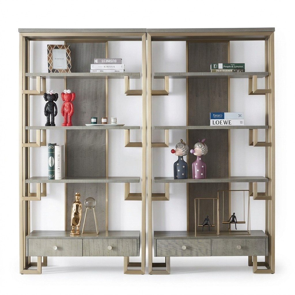 Designer Vitrine 2x Vitrine Holz Schrank Schränke Wohnzimmer Regale Büro Regale