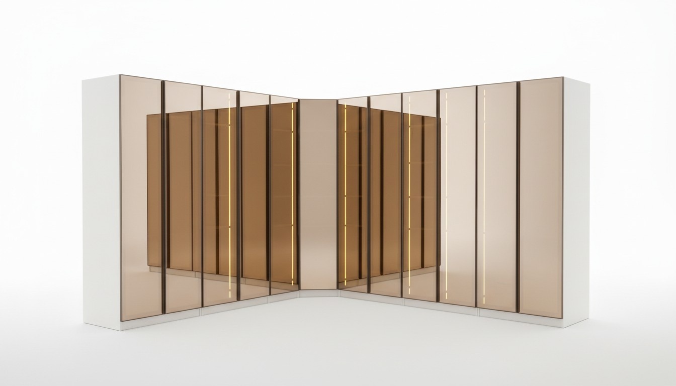 Designer Weißer Kleiderschrank L-Form Schrank Luxuriöser Glasschrank