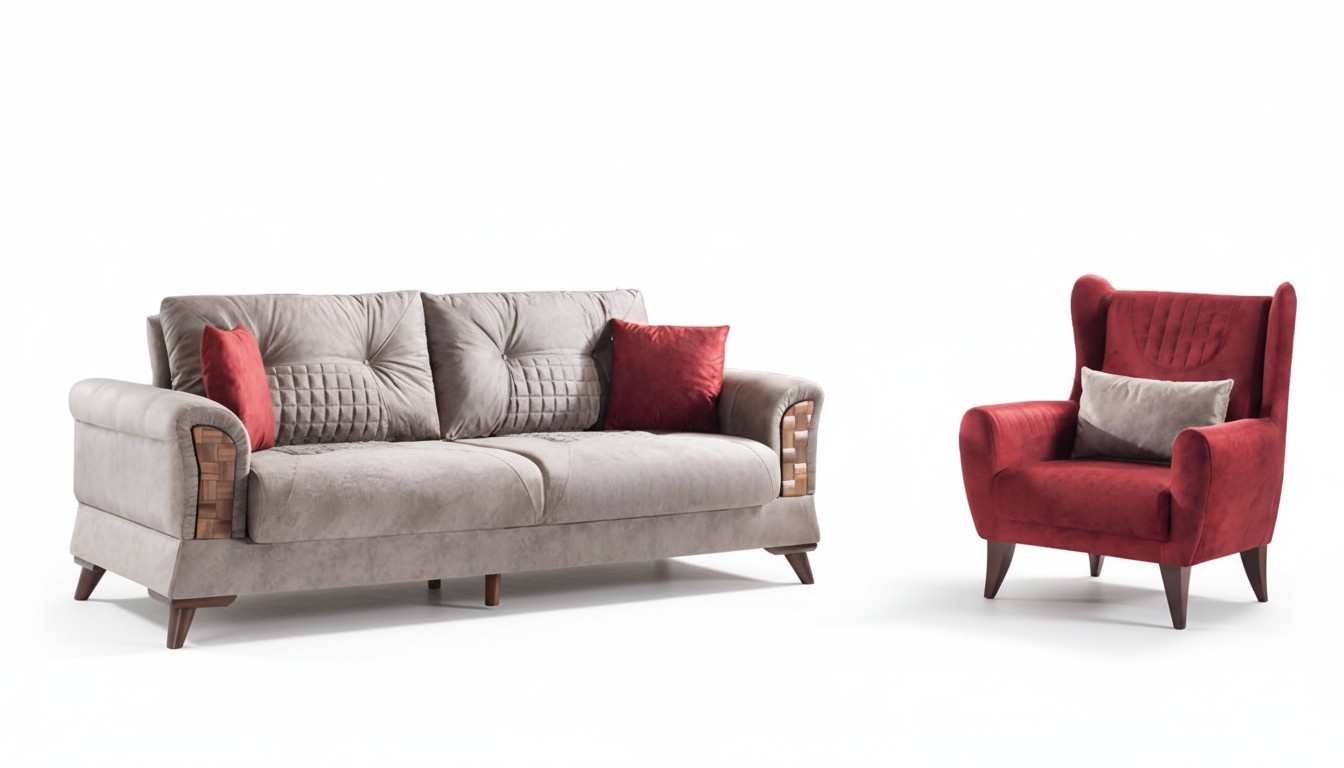 Designer Wohnzimmer Set 3-Sitzer Sofa und Sessel 2tlg. neu
