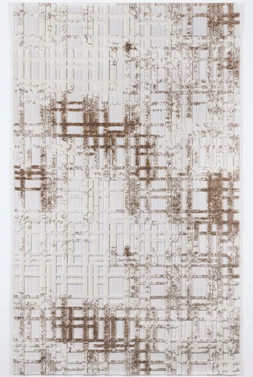 Designer Wohnzimmerteppich Teppich Kurzflor Gradient Beige-Braun Modern