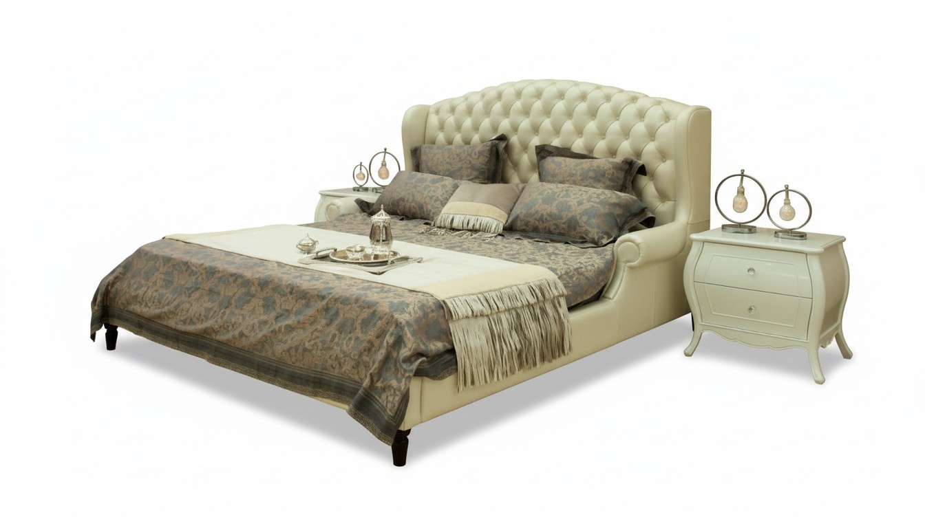 Designerbett Polsterbett Ehebett Lederbett Doppelbett XXL Bett Betten NO.B002