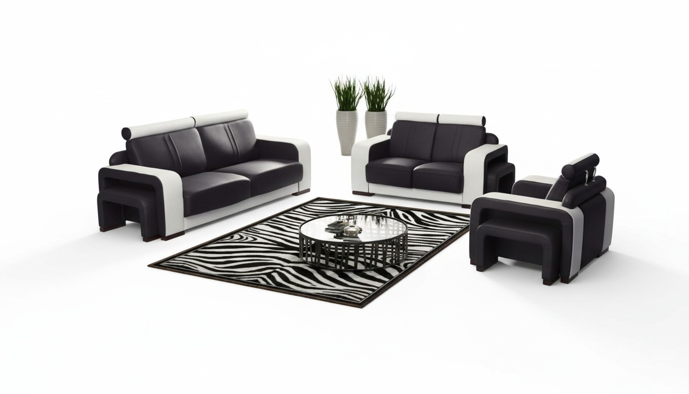 DESIGNERSOFA 3+2+1 LEDERGARNITUR LEDERCOUCH COUCH SOFA POLSTERGARNITUR LEDERSOFA