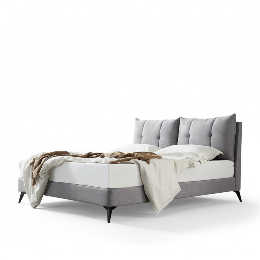 Doppel Hotel Bett Betten Beige 180x200 Schlaf Zimmer Leder Polster Design Luxus