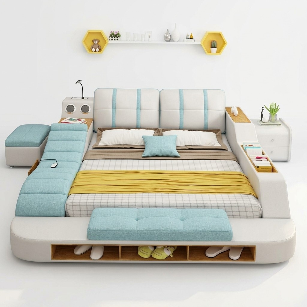 Doppel Design Leder Bett Polster Betten Moderne