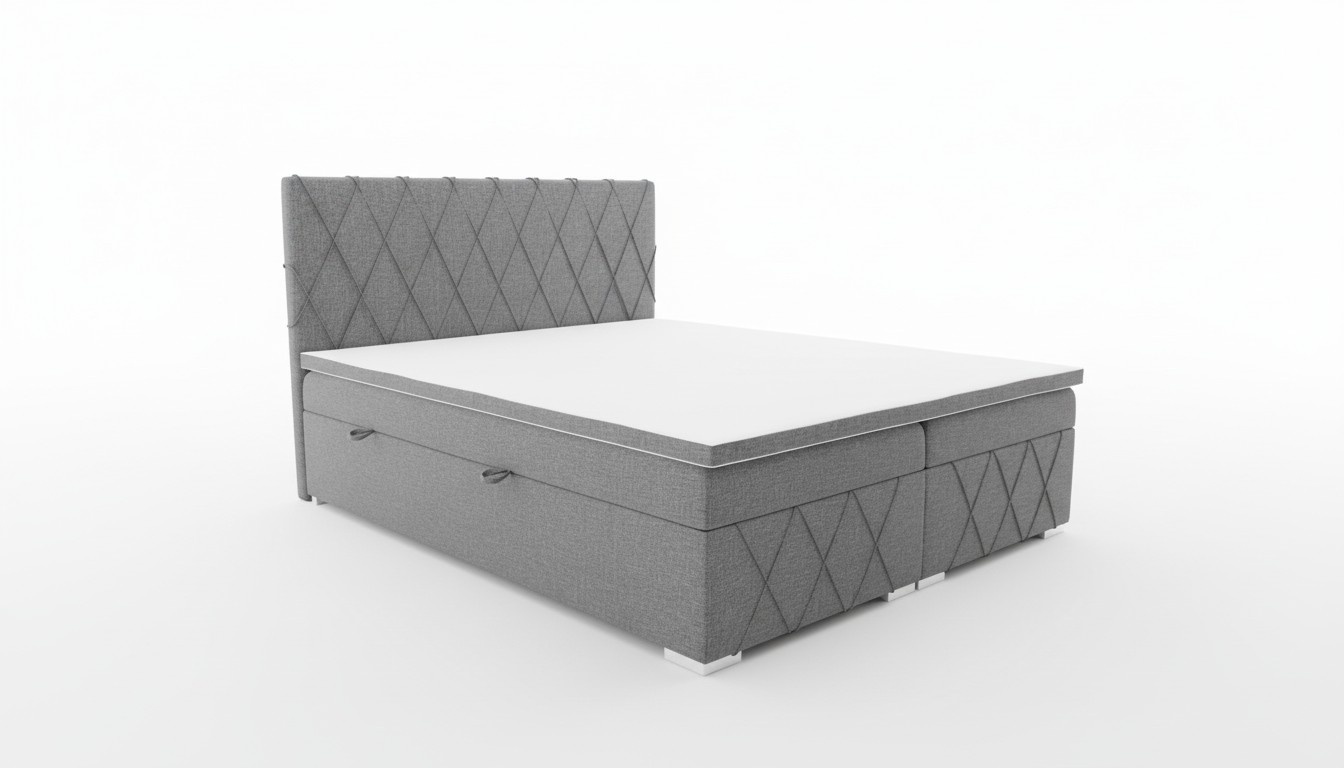 Doppel Luxus Grau Boxspringbett Design Bett Polsterbett Schlafzimmer Textil