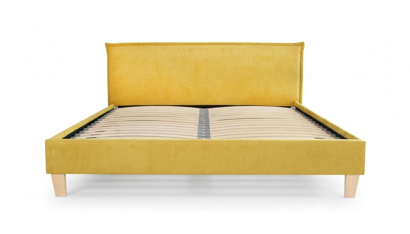 Doppelbett Bett Betten Polster Schlafzimmer Bettkasten Ehe Gelbe Textil Stoff