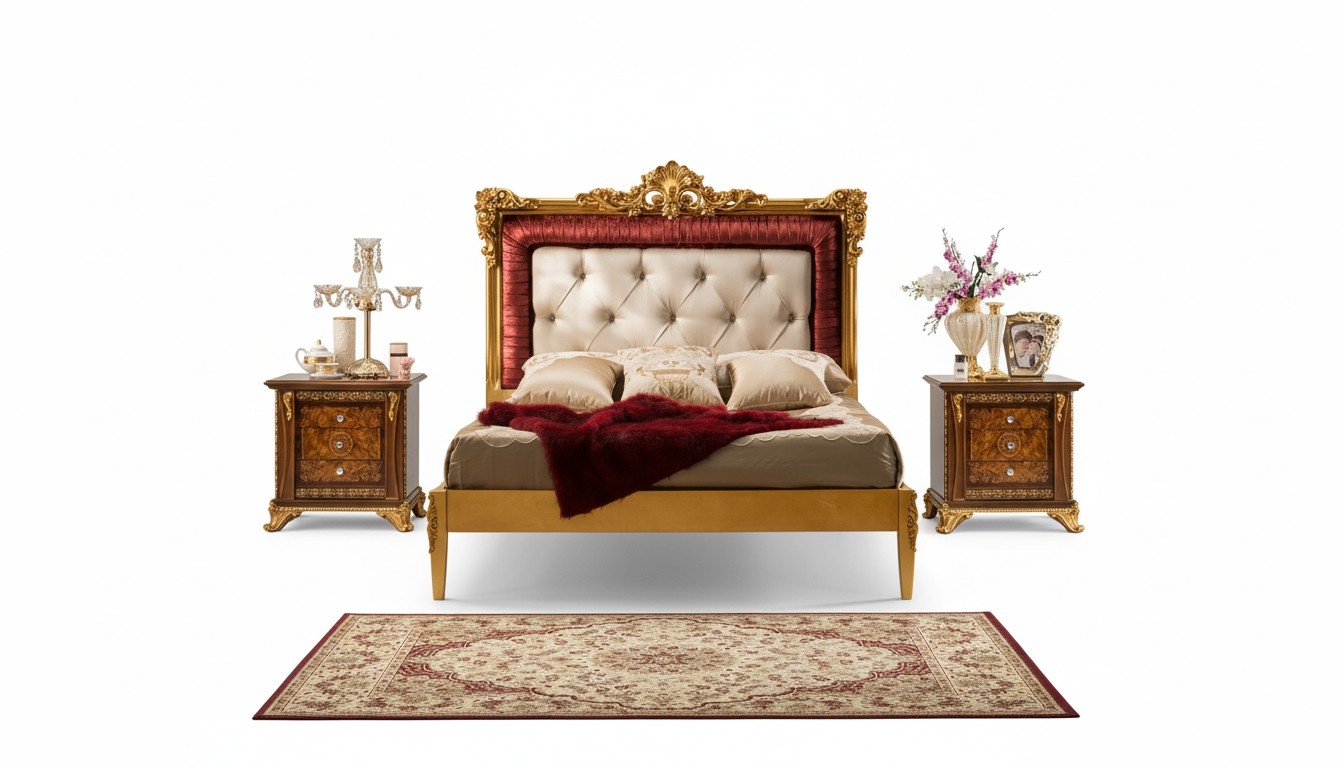 Doppelbett Bett Luxus Betten Holz Bettgestelle Bettrahmen Braun Design Klassisch