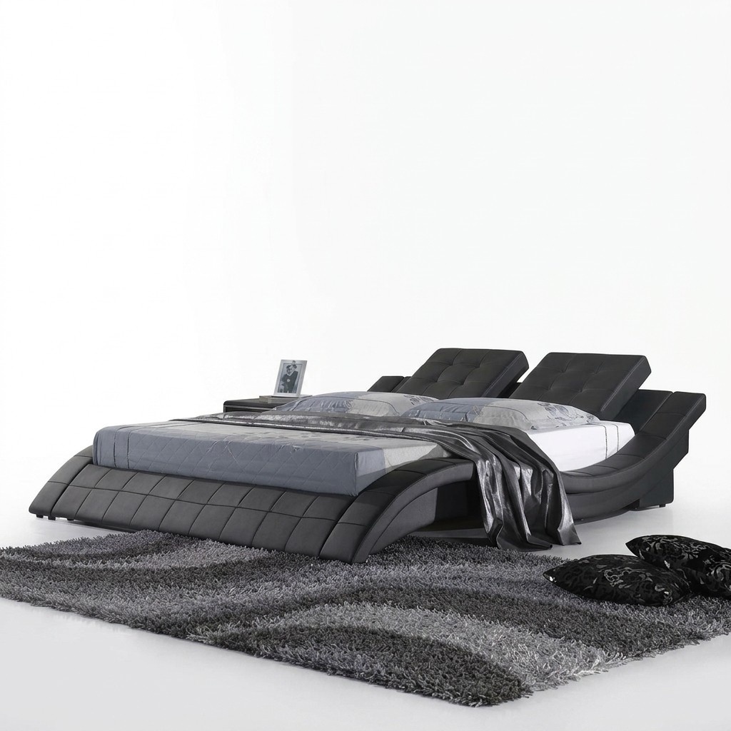 Doppelbett Designer Bett Ehebett Polsterbett Schlafzimmer Lederbett Neu Betten