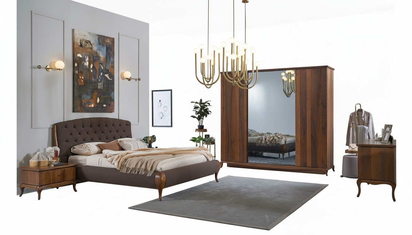 Doppelbett Komplette Schlafzimmer Bett Set 4tlg Bettrahmen Braun 180