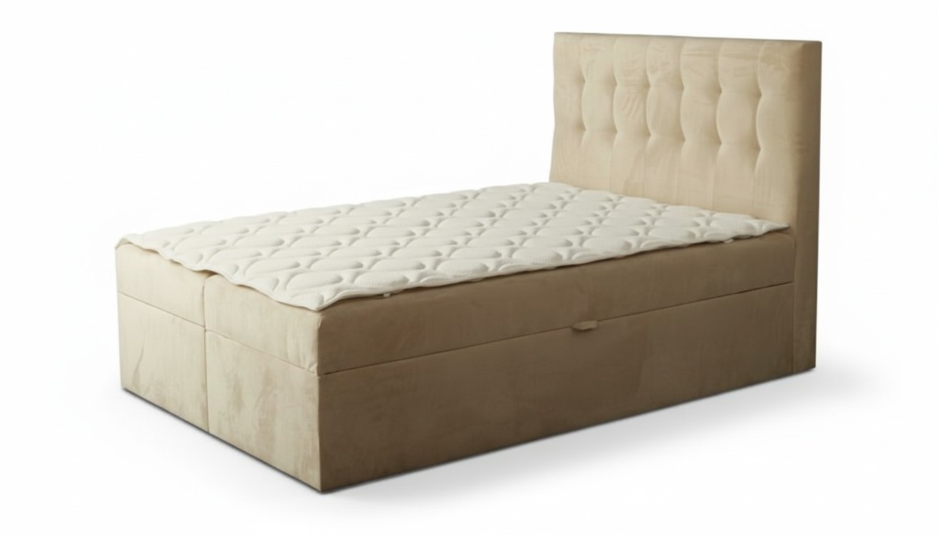 Doppelbett Schlafzimmer Bett 180сm Matratze Beige Chesterfield Stil Holz