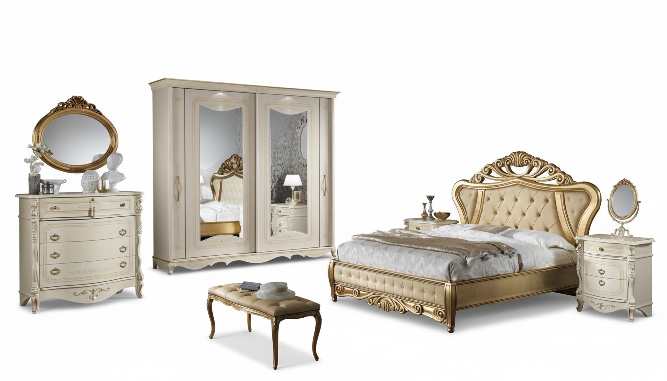 Doppelbett Schlafzimmer Nachttisch mit 3 Schubladen Möbel Design Weiß 3tlg. Neu