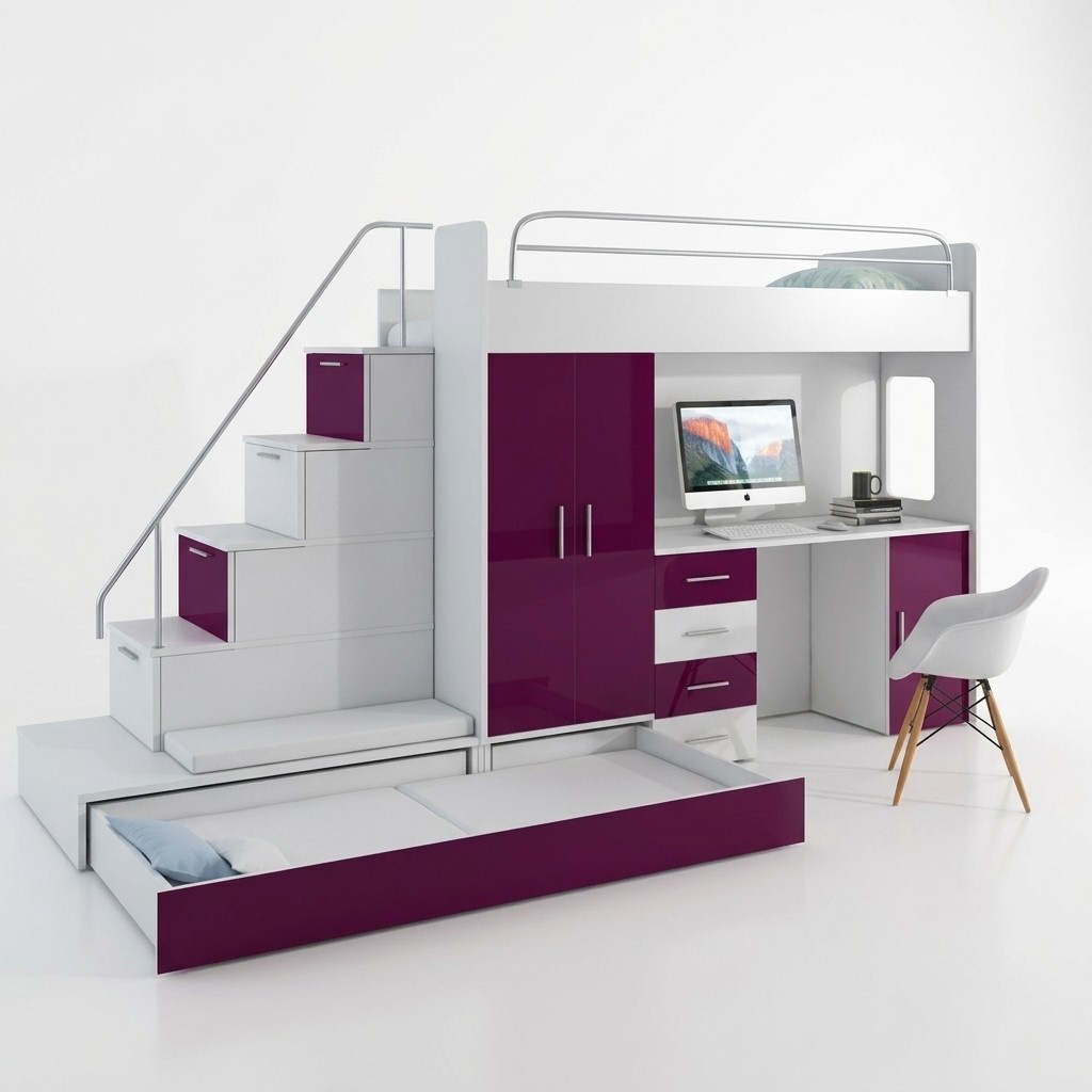 Doppelstockbett Etagenbett Bett Schreibtisch +Schrank Multifunktion Hochbett