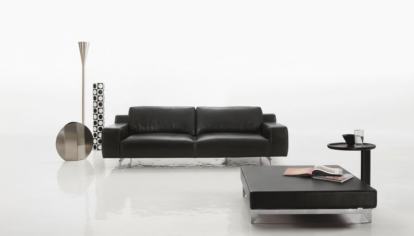 Dreisitz Luxus Sofa 3 Sitzer Sofas Sitz Design Couch Möbel Stil Leder Schwarz