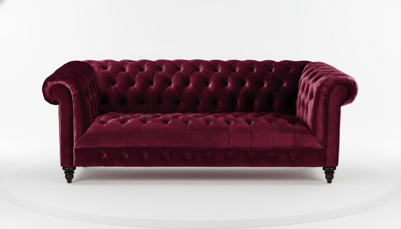 Dreisitzer Bordaux Stoff Wohnzimmer Design Couchen Polster Sofa Chesterfield Neu