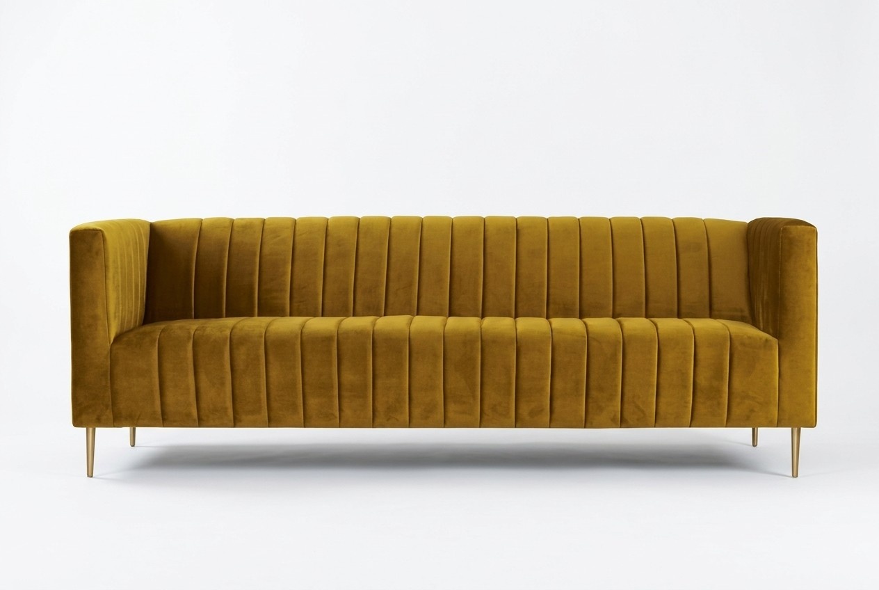 Dreisitzer Braun Italienische Möbel Sofa Stoff Wohnzimmer Couchen Polster Sofas